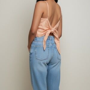 H&M Brand New Linen Crop Top Tie-Back Spaghetti Strap